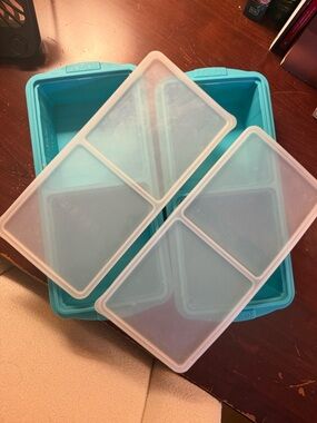 Silicone Meal saver Container Set in Turquoise with Frosted Lids